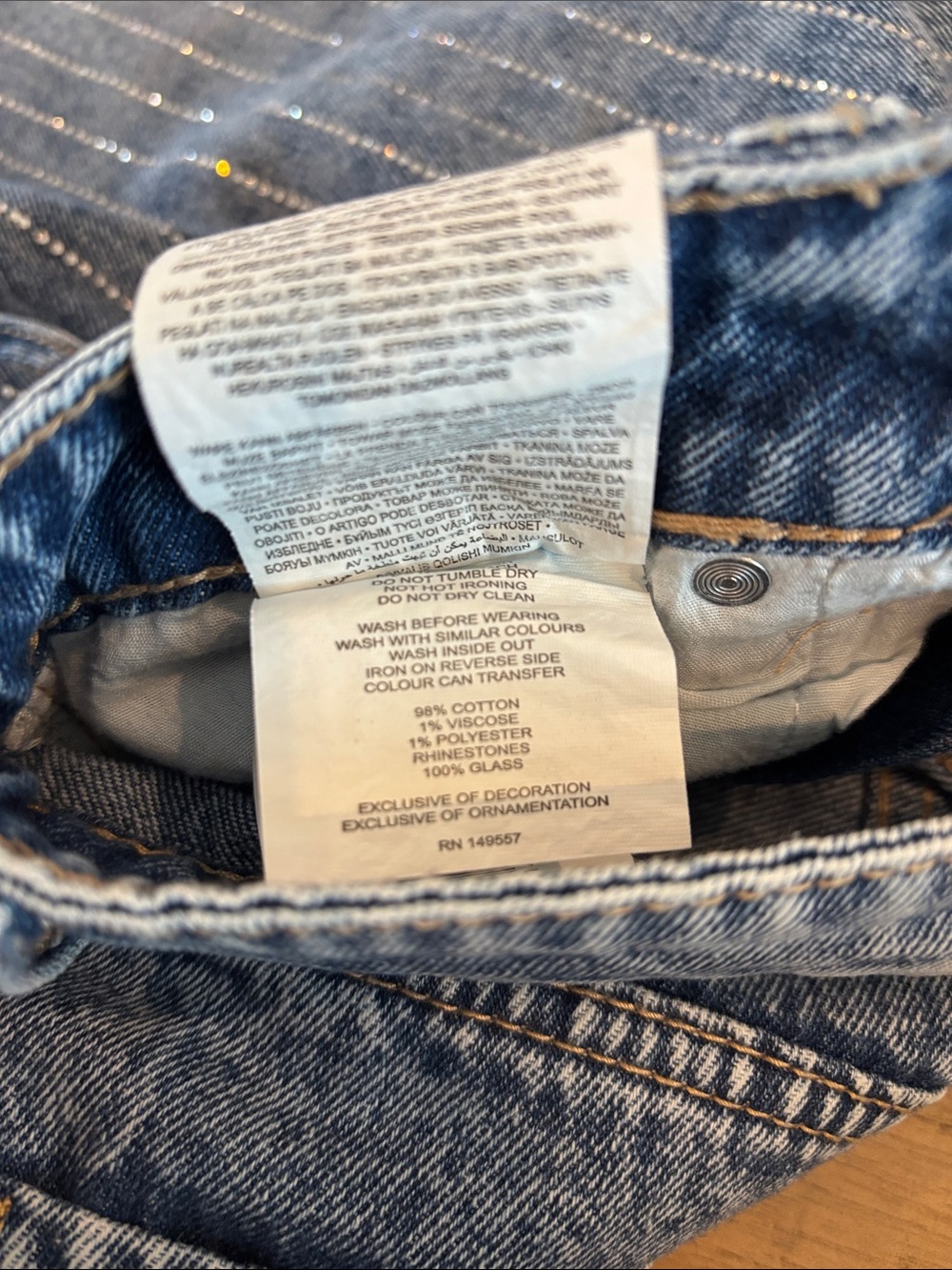Amisu New Yorker Sparkly Rhinestone Denim Jeans Size 4 Nashville Cowgirl 🤠 - Picture 4 of 6